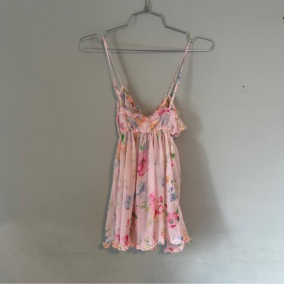Vintage Sheer Floral Victoria's Secret Pink Babydoll Slip Dress XS Y2K - Picture 6 of 7